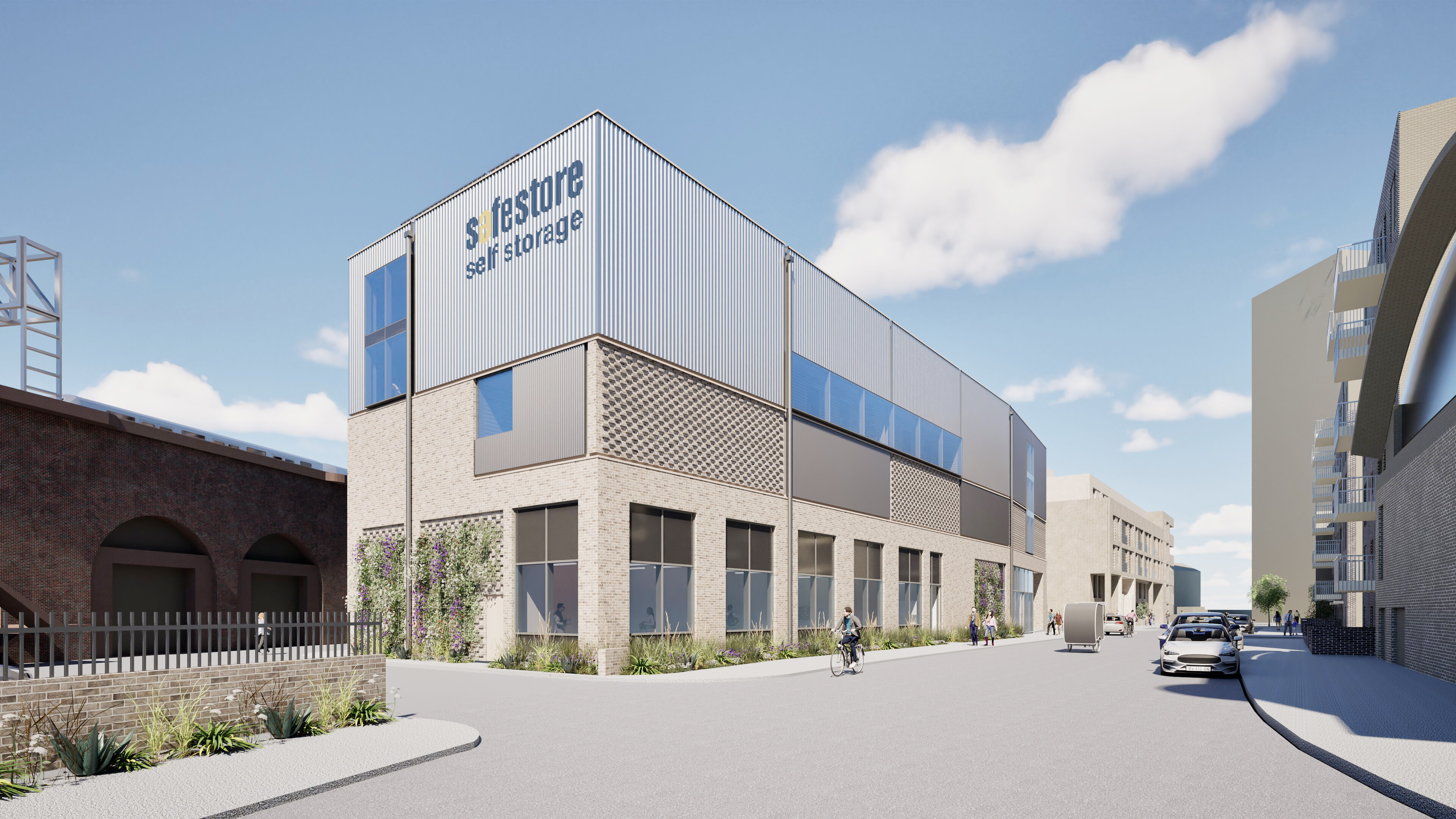 Planning application submitted in July 2026: The building’s northeastern façade and the area closest to the railway arches, along with the proposed planting changes along Old Jamaica Road.