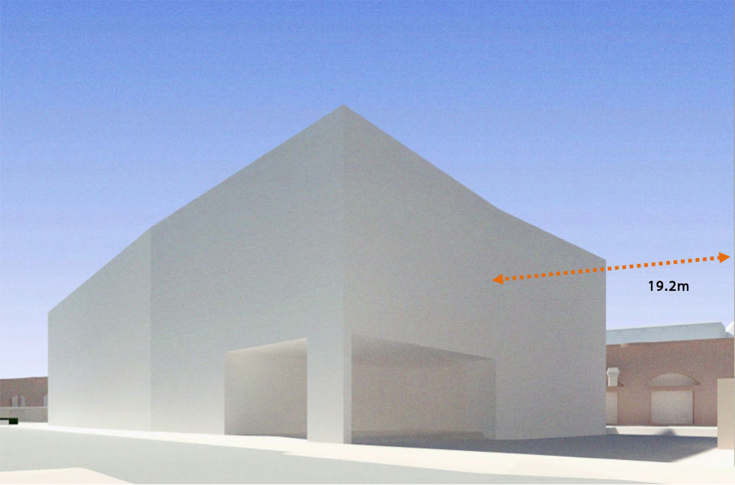 Planning application submitted in 2025: The overall size of the proposed facility, showing how the top part of the building is stepped back.