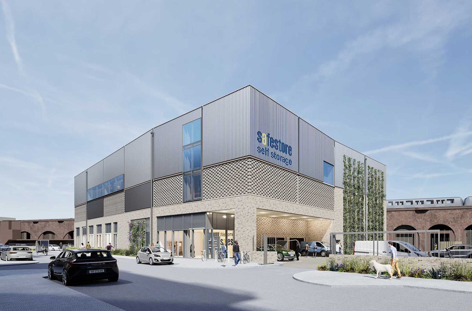 Planning application submitted in July 2026: CGI from the planning application submitted in August 2026 looking south east, showing how the size of the facility aligns with neighbouring buildings, and how its design further integrates with the existing character of Old Jamaica Road.