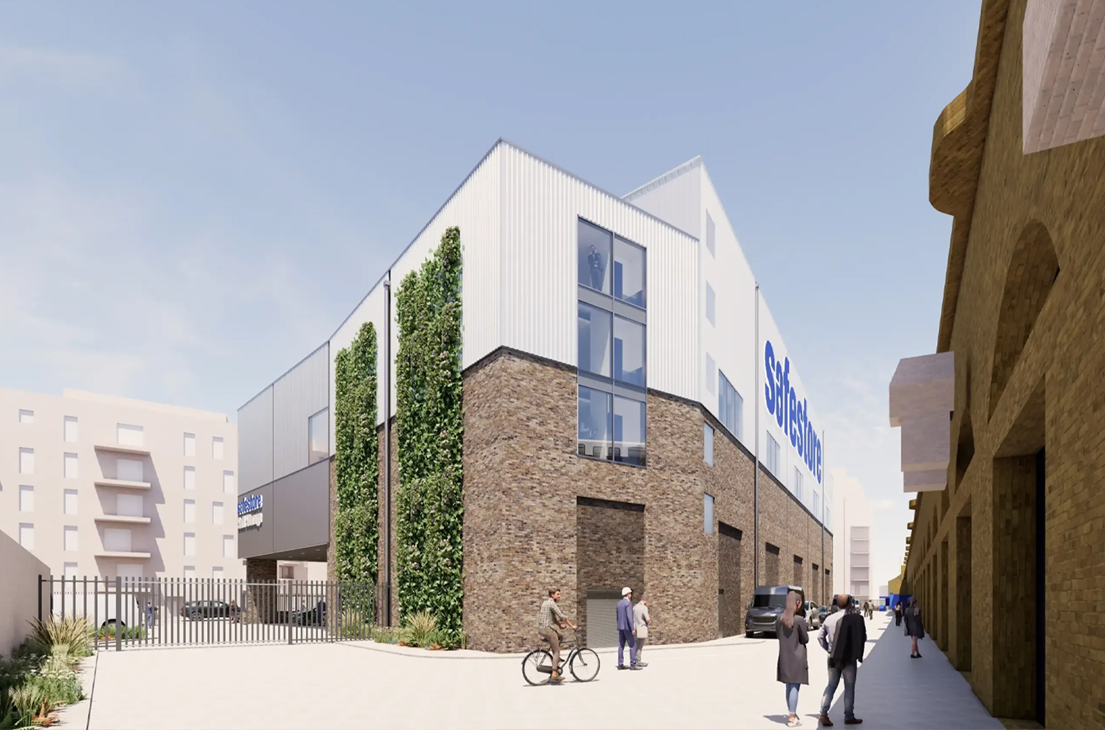 Planning application submitted in 2025: The building’s northeastern corner and the undercroft entrance, looking north west along the railway arches.